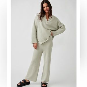 Free People Hailee Sweater Set in Subtle Green